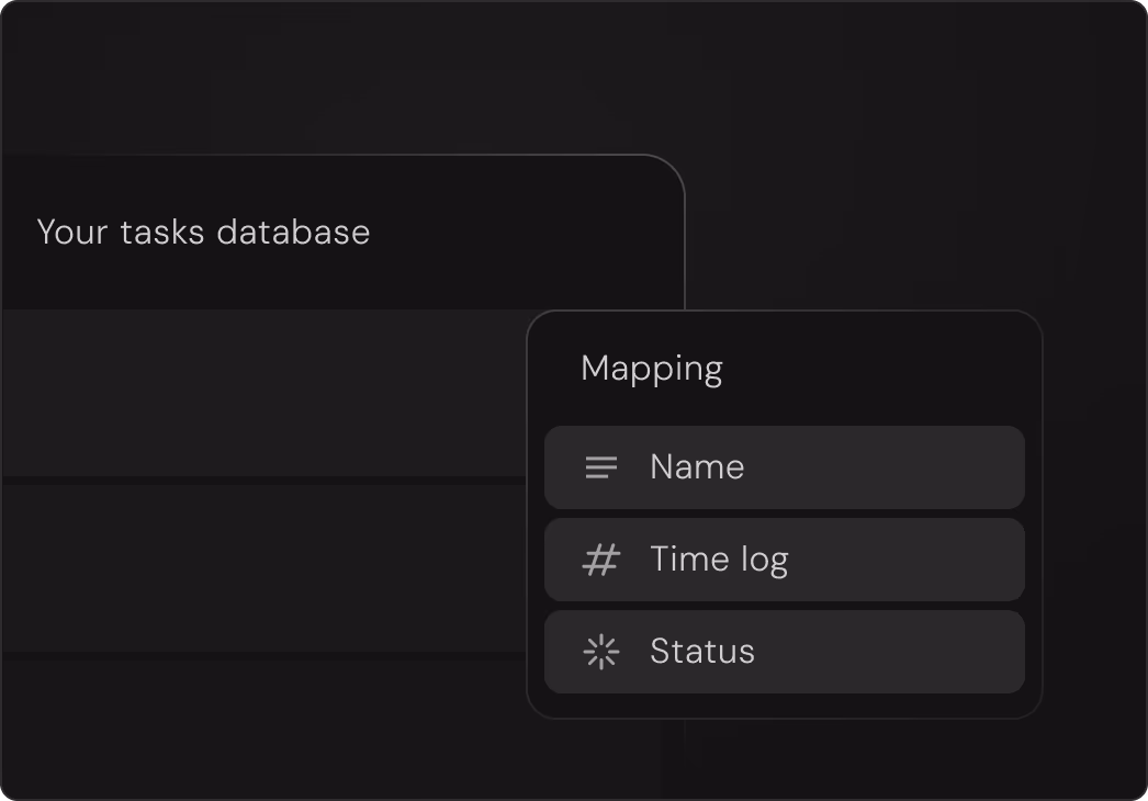 Mapping a Notion task database to monah — title, status, and time fields